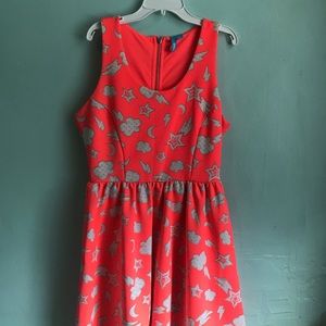 L’amour Nanette Lepore Neon Zip Up Skater Dress